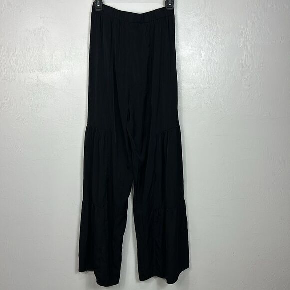 Luukse High Rise Drawstring Waist Ruffle Hem Flared Pants In Black Size M - Picture 4 of 9